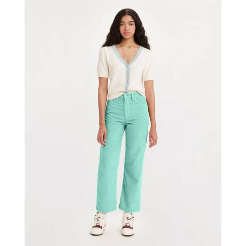 LEVIS‎ Ribcage Elephant Corduroy Straight Ankle Women's Pants 28x29 Green
